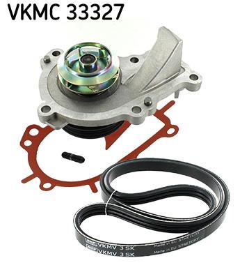 Pompe à eau+Jeu de courroie trapézoïdale à nervures (Pompe à eau et courroie accessoires) SKF ref. VKMC 33327